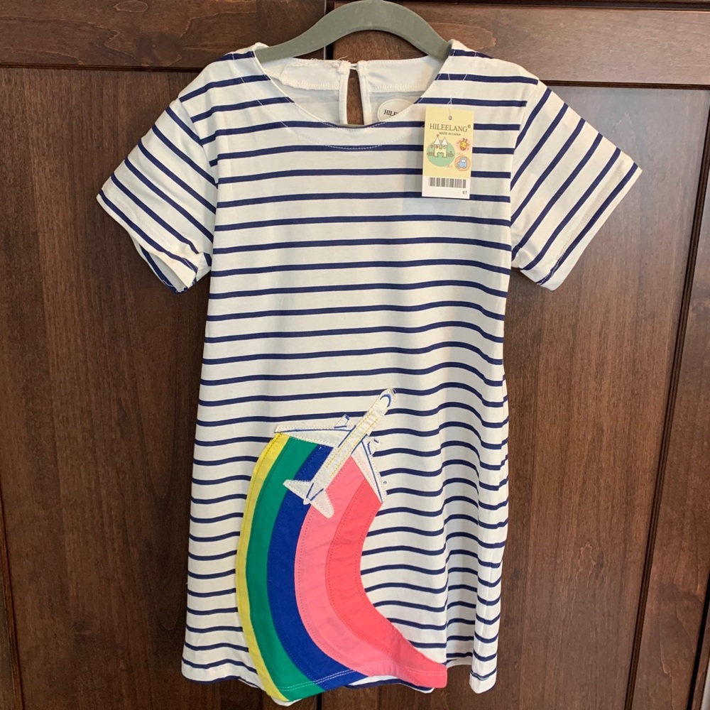 NWT 6T Girls Dress with Embroidered Airplane
